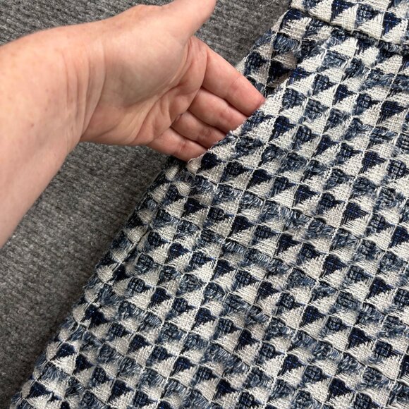 Loft Skirt Womens 12 Houndstooth Mini Blue White Pockets‎ Tweed Preppy Career - Picture 7 of 13